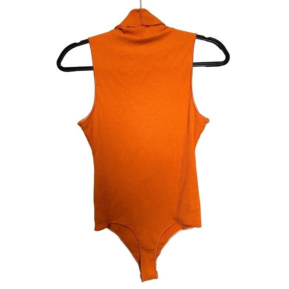 Show Me Your Mumu NWT Turtle Bodysuit Sleeveless Ribbed Burnt Orange Size Large - Picture 7 of 9